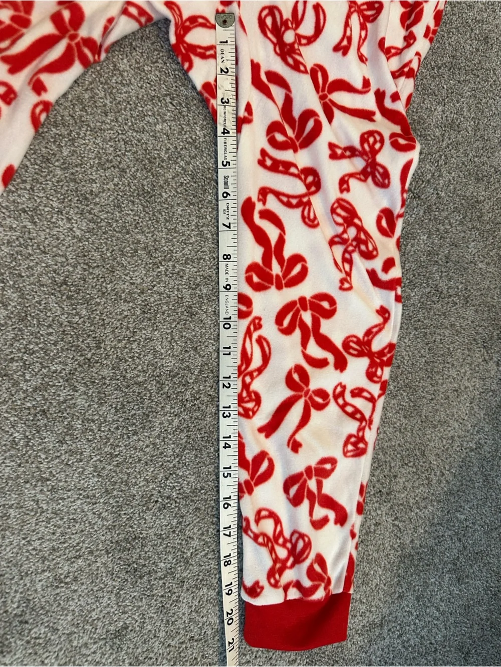 Cat & Jack White and Red Candy Cane Print Hooded One-Piece Pajamas size 6/7 NWT